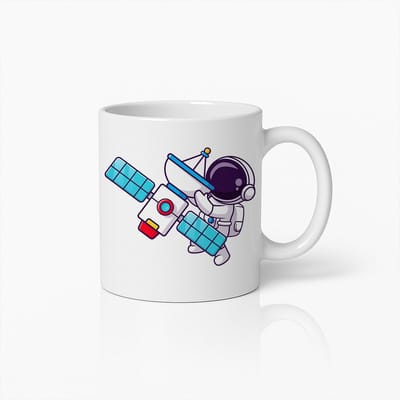 Astronaut en Satelliet Mok – Ruimteverkenner Koffiebeker voor Wetenschap- en Ruimteliefhebbers