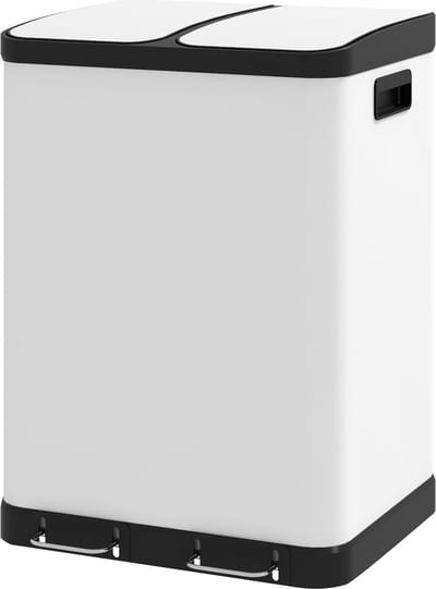 Dubbele afvalbak, 2 x 30 l, vingerafdrukbestendig, pedaal, uitneembare binnenemmers, grijs