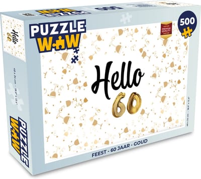 Puzzel Feest - 60 jaar - Goud - Legpuzzel - Puzzel 500 stukjes