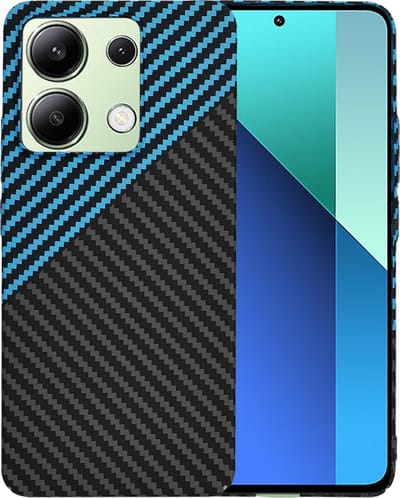 Hoesje geschikt voor Xiaomi Redmi Note 13 4G - Techsuit Carbonite FiberShell Carbon Back Cover - Blauw/Zwart