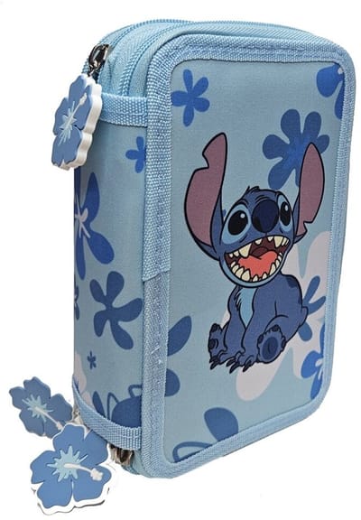 Disney Stitch Drievaks Etui – Blauw – Met Vulling – 13,5x20x6,5 cm
