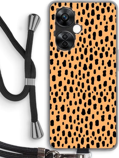 Case Company® - Hoesje met koord geschikt voor OnePlus Nord CE 3 Lite hoesje met Koord - Panter - Telefoonhoesje met Zwart Koord - Bescherming aan alle Kanten en Over de Schermrand