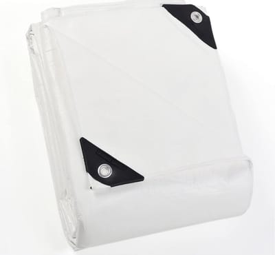 Afdekzeil, met ogen, waterdicht, 3 m x 3 m, wit, geweven zeil, 160 g/m², beschermend zeil, multifunctioneel zeil, scheurvast, uv-gestabiliseerd, schimmelbestendig