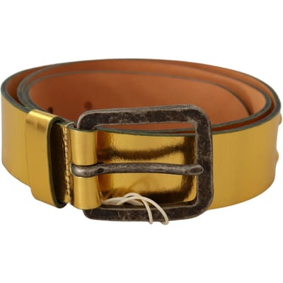 Metaal leren riem met gouden gesp