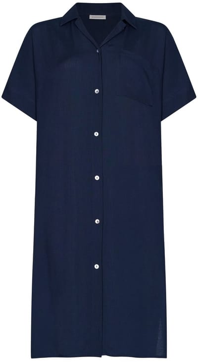 Pastunette - Jurk - Ocean Flow - Doorknoop - Viscose - Blauw - Maat 38
