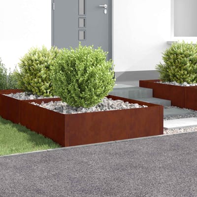 vidaXL - Gazonrand - 4 - st - 100 - x - 100 - x - 35 - cm - Staal - Roestig