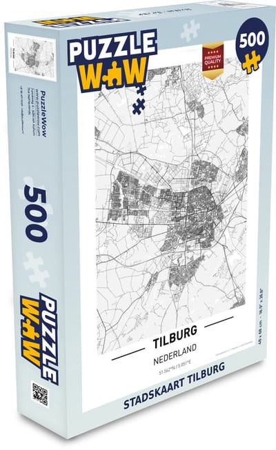 Puzzel Stadskaart Tilburg - Legpuzzel - Puzzel 500 stukjes - Plattegrond