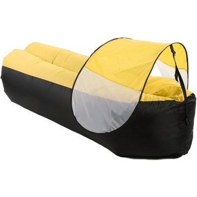 Canapé Gonflable d'Extérieur Portable Fauteuil Gonflable Canapé à Air pour Camping Randonnée Noir Plus Jaune
