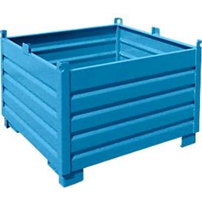 Bauer SBS 1000 opvangbaksysteem, L 1200 x B 1200 x H 850 mm, tot 3 hoog stapelbaar, gelakt, met transportwagen, lichtblauw RAL 5012