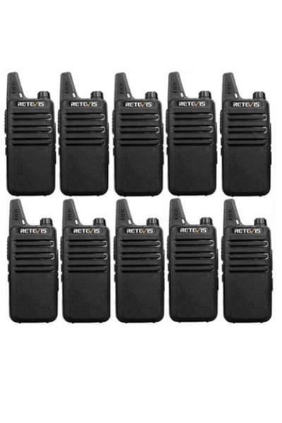 Set van 10 Retevis RT622 vergunning vrije UHF mini portofoons PMR446