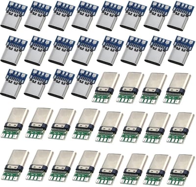 Dailygoody - 40 Pcs Micro USB C Socket Set - 24 Pin USB 3.1 Type C Plug & Socket voor Solderen