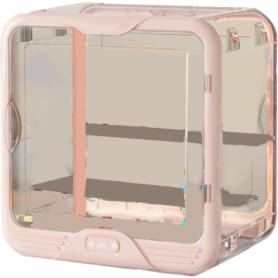 Boîte d'exposition pour figurines Transparente Empilable Anti-poussière Acrylique Boîte de rangement pour figurines pour la maison Rose rose