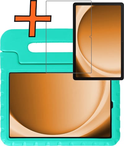 Hoesje - Geschikt voor Samsung Galaxy Tab A9 Plus - Met Screenprotector - Kinderhoes Shockproof Bumper - Kidsproof Case - Tablet Hoes - Kinder Hoes Cover - Turquoise