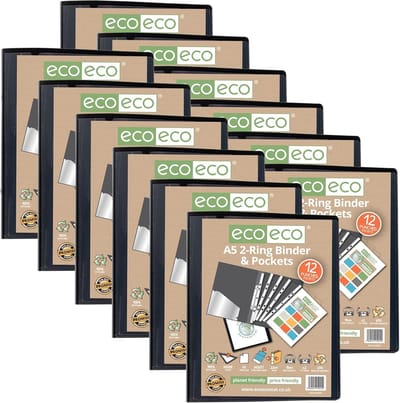 Geponste Binder Zakken - Document Beschermers - Archiveren Documenten - 65% Gerecycled Materiaal - A5 Formaat - Zwart