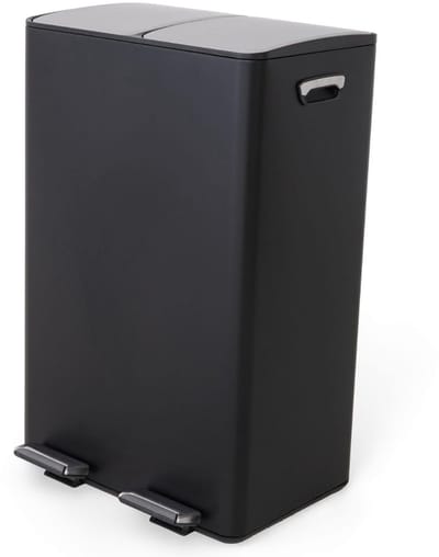 TIM® Prullenbak 2 Vakken - Duo Prullenbak - Prullenbakken - Zwart - 33cmx43cmx70cm; 4.7 kg
