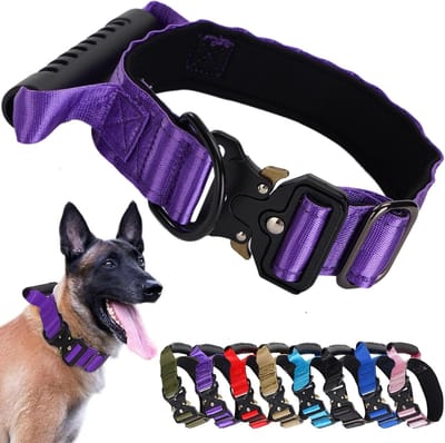 Tactische Hondenhalsband met Handvat - Stevig Nylon Halsband met Snelsluiting Metalen Gesp - Verstelbaar Militair Halsband voor Grote Honden Training