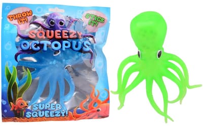 Johntoy plakkerige octopus speelgoed in foliezakje multi kleuren.
