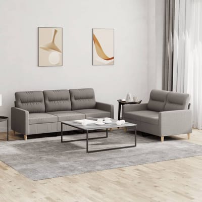 vidaXL - 2-delige - Loungeset - met - kussens - stof - taupe