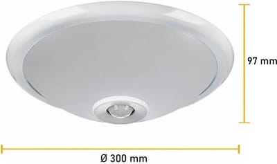 Ronde Plafondlamp met Bewegingssensor - Wit Opbouwmodel - 2x E27 Fitting