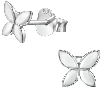 Joy|S - Zilveren vlinder oorbellen - 6 mm - egaal - kinderoorbellen