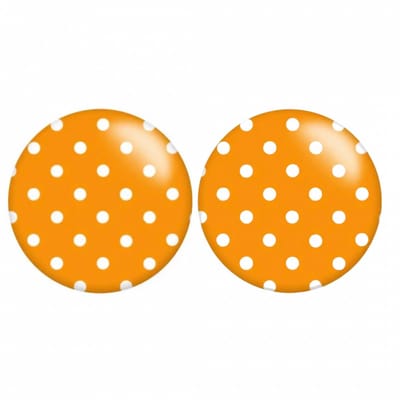 Clip Oorbellen - Oranje met Witte Stippen - 2 cm- geen gaatje- Charme Bijoux