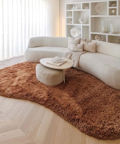 Organisch vloerkleed shaggy - Sveve cognac 240x360