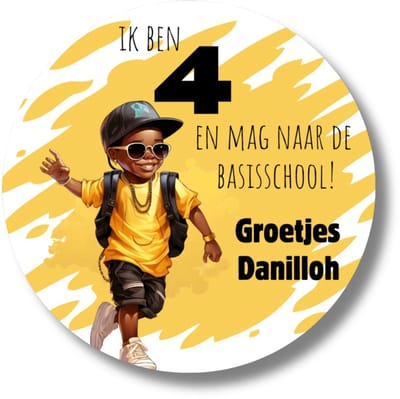 Naamstickers 4 Jaar | Traktatie Basisschool Jongen | 20 Gepersonaliseerde Stickers