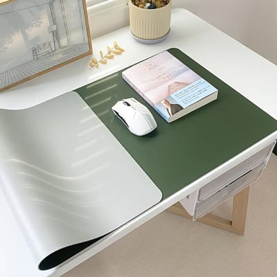 Grootschalige Faux Lederen Muismat - Waterdicht, Vlekbestendig, Antislip Bureauonderlegger voor Kantoor- & Thuisgebruik, Dubbelzijdige Schrijfoppervlak 90*45cm