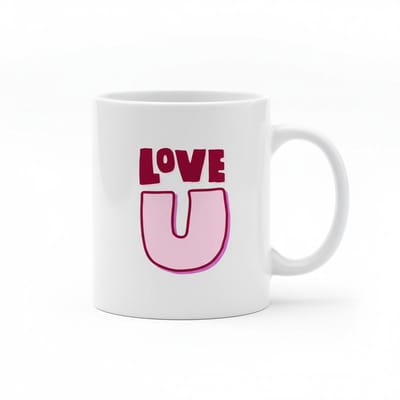 Love U Tekst Mok 330 ml – Romantische Koffie- en Theemok Cadeau voor Valentijn, Jubileum of Dagelijks Gebruik