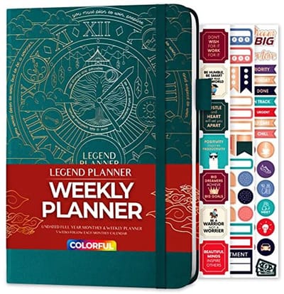 Kleurrijke Planner Agenda Journal voor Tijdbeheer en Productiviteit - Ongedateerd A5 formaat