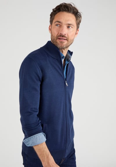Damart - Vest met rits en opstaande kraag - Heren - Blauw - (86-93) S