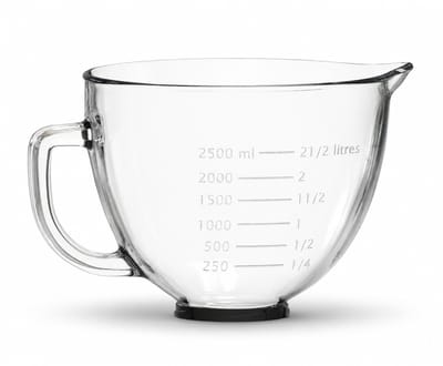 Glazen Mengkom voor KitchenAid 4.3, 4.7/4.8L Tilt-Head Stand Mixer Artisan & Classic Serie van MMOBIEL – 4.8L Glazen Kom met Handvat, Schenktuit & Maataanduiding – Enkel Handwas