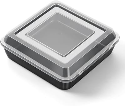 Vierkante roestvrijstalen bakvorm met deksel - anti-aanbak, ideaal voor lasagne, brownies en taarten - 21 x 21 cm