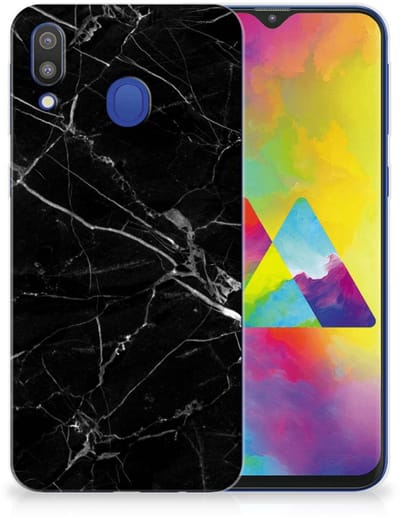 Samsung Galaxy M20 (Power) TPU Siliconen Hoesje Marmer Zwart - Origineel Cadeau Vader