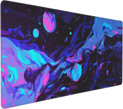 XXL Muismat - Bureauonderlegger - Gaming Bureau - Genaaide Randen - 140x60cm - Marmer Paars