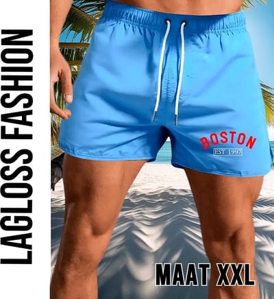 LaGloss® Heren Sportshorts – Lichtgewicht Zwembroek met Zak & Trekkoord – Ademend, Sneldrogend & Comfortabel – Hemelsblauw – Casual Zwemshort – Maat XXL