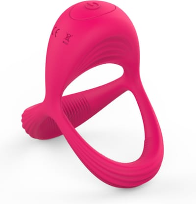 Vibrerende cockring met balzakring - Roze