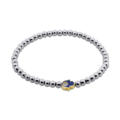 CO88 Collection - 8CB-91358 - stalen kralenarmband vrouwen met hand - 4 mm - zilverkleurig