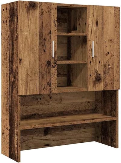 Wasmachinekast - Opbergkast - Badkamer Organiseren - Vochtbestendig Materiaal - 70x25x90 cm - Houtkleur