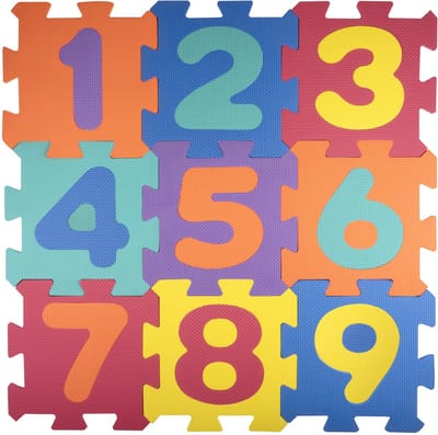 Let's Play Puzzelmat - 9 Stukken - Met Gekleurde Cijfers - 96 x 96 cm - Foam