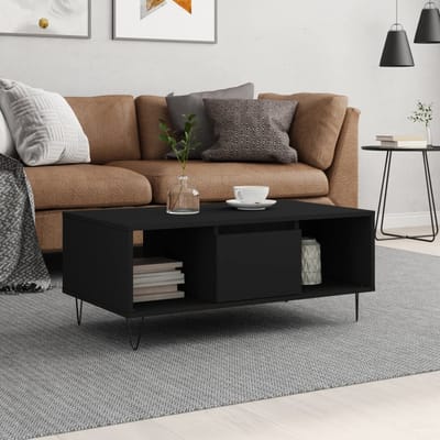 vidaXL - Salontafel - 90x50x36,5 - cm - bewerkt - hout - zwart