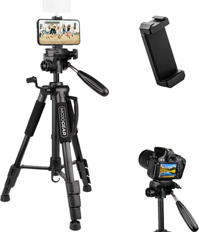 Verstelbaar Smartphone en Camera Statief tot 140 cm - Inclusief Telefoonhouder en Draagtas