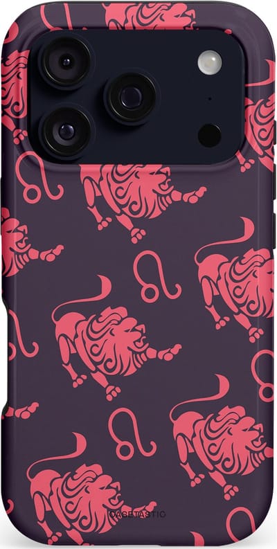 Casetastic hoesje geschikt voor Apple iPhone 17 Pro - MagSafe - Dubbellaagse bescherming - Zodiak leeuw - Fashion Case - Donkergrijs Koraal
