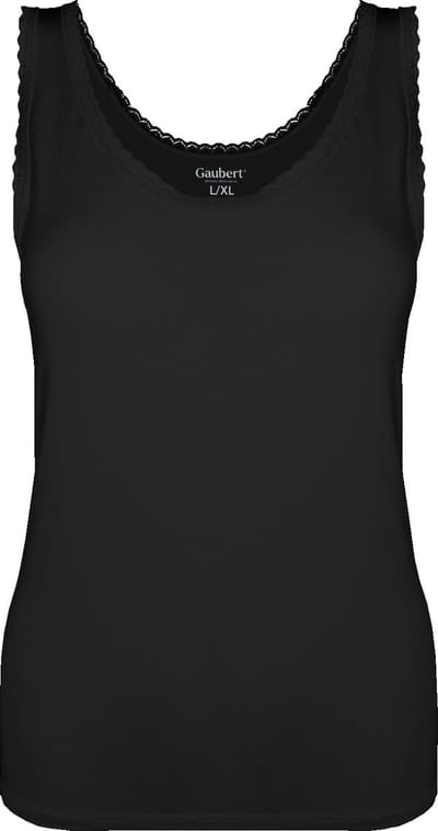 Dames Onderhemd met Kant - Bamboe Viscose - Zwart - Maat S/M | Zijdezacht, Ademend en Perfecte Pasvorm