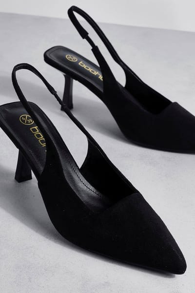 boohoo Dames Low Stiletto Slingback Court Shoe | Zwart | Maat: 37