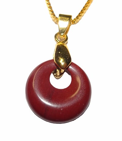 Jaspis Rood Mini Donut Hanger Verguld