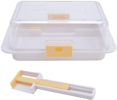 Dailygoods- Boterschotel met Snijgereedschap - Luchtdichte Boterbewaarder - Vaatwasserbestendig - 500 g Capaciteit - Compacte Afmetingen 18,5 x 11 x 6,8 cm - Duurzaam AS-Materiaal - Botervloot