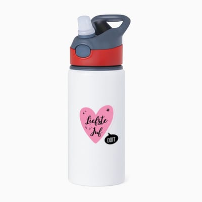 Hacebo® - Liefste juf ooit waterfles met rietje rood - Juf - beste juf - school - verjaardagscadeau - afscheidscadeau - kado - gift - water fles - 650ML
