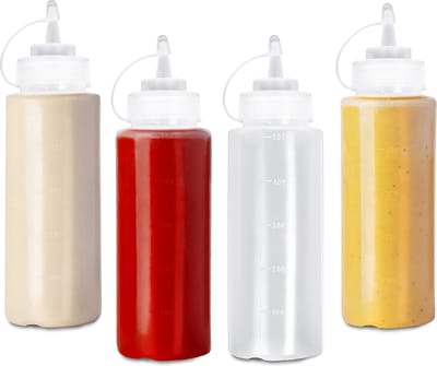 Matana – 4 Knijpflessen met Dop, 500ml – Lekvrij & BPA-vrij – Sausdispenser voor Ketchup, Sauzen, Olie & Dressings
