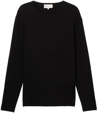 Tom Tailor Structured Roll Edge Knit Trui Zwart L Man